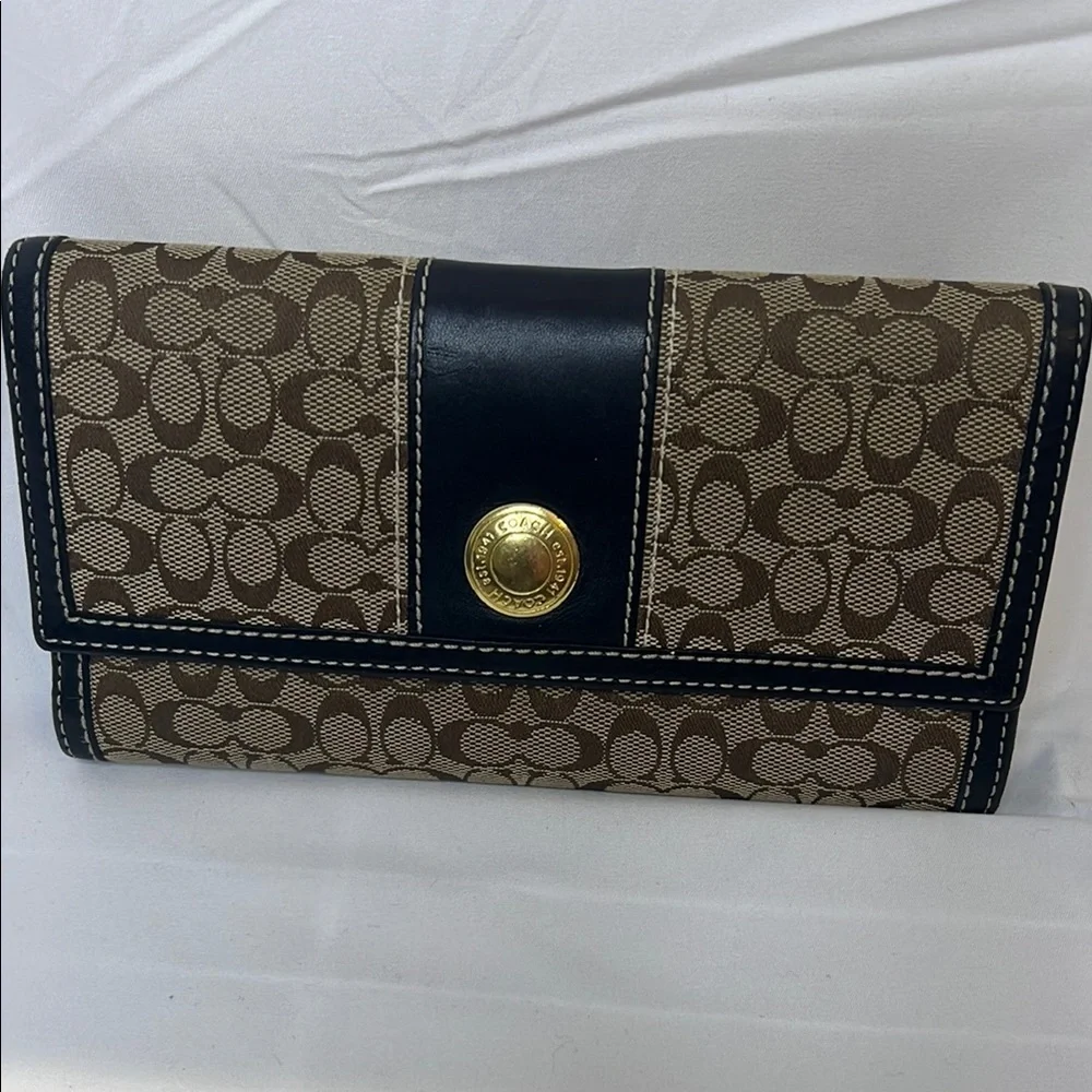 Coach Brown and Black Tri-Fold Wallet